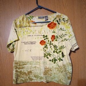 Jane Ashley Yellow Floral Tee